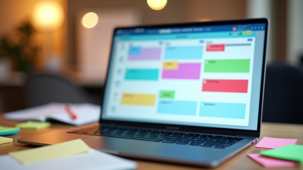 Kalendář přeplnený barvitými schůzkami bez volného místa, stresovaná osoba si drží hlavu