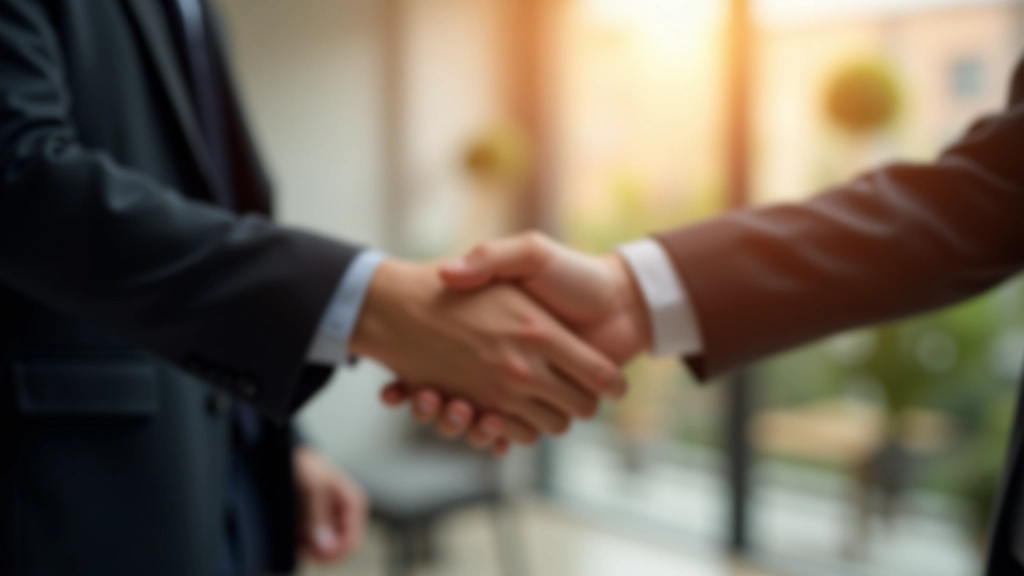 Dvě ruce si podávají v gestuře předání odpovědnosti a důvěry, symbolizující hladkou tranzici vůdcovství